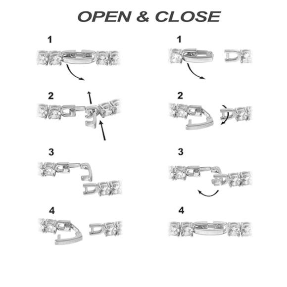 14K Gold Plated Cubic Zirconia Classic Tennis Bracelet In White Gold - Picture 4 of 5